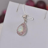 1.5 tcw Natural Ethopian Pear w Double Halo Natural Stones Pendant 925 Sterling
