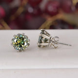 Moissanite 4.0 ct Green Moissanite Stud Earrings 925 Sterling NWT