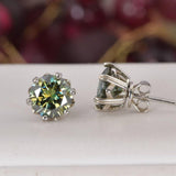 Moissanite 4.0 ct Green Moissanite Stud Earrings 925 Sterling NWT