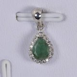 Tear Drop Pear Cut Natural Emerald Pendant 925 Sterling