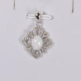 1.5 tcw Natural Ethopian Opal w Natural White Topaz Pendant 925 Sterling Silver