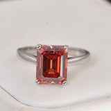 4.0 ct Red Moissanite Emerald Cut Wedding Engagement Ring Size 5 only