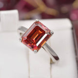 4.0 ct Red Moissanite Emerald Cut Wedding Engagement Ring Size 5 only