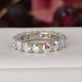 Moonstone Moissanite Ring Full Eternity Wedding Band Ring Size 6 only