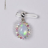925 Natural Ethopian Halo Opal w Natural Sapphire Pendant