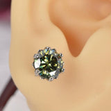 Moissanite 4.0 ct Green Moissanite Stud Earrings 925 Sterling NWT