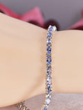 Natural Tanzanite Tennis Bracelet Real Solid 925, 7"