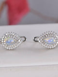 Pear Cut Natural Ethopian Double Halo Pear Earrings 925 Sterling Silver