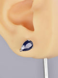 Natural Pear Cut Blue Sapphire Stud Earrings 925 Sterling Silver
