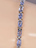 Natural Tanzanite Tennis Bracelet Real Solid 925, 7"