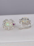 Natural Ethopian Opal Hoop Earrings 925 Sterling Silver