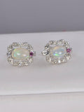 Natural Ethopian Opal Hoop Earrings 925 Sterling Silver