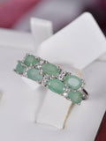 Real 925 Sterling Silver Natural Emerald Ring Size 7