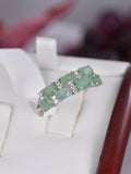 Real 925 Sterling Silver Natural Emerald Ring Size 7