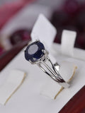 Natural Blue Sapphire Ring 925 Sterling Silver Size 7