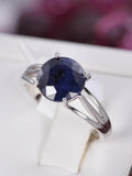 Natural Blue Sapphire Ring 925 Sterling Silver Size 7
