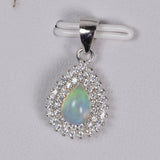 Double Halo Natural Ethopian Opal Tear Drop 925 Sterling Silver