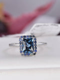Natural Halo Sapphire and Natural London Blue Topaz Sterling Silver Ring, sz 7