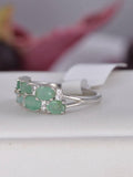 Real 925 Sterling Silver Natural Emerald Ring Size 7