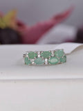 Real 925 Sterling Silver Natural Emerald Ring Size 7