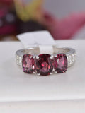 Natural Rhodolite in Solid 925 Sterling Silver Size 7