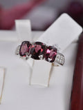 Natural Rhodolite in Solid 925 Sterling Silver Size 7