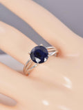 Natural Blue Sapphire Ring 925 Sterling Silver Size 7