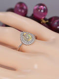 Double Halo Pear Natural Ethopian Opal Ring Sterling Silver Size 7