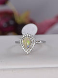 Double Halo Pear Natural Ethopian Opal Ring Sterling Silver Size 7