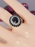 Natural Blue Sapphire Halo Ring 925 Sterling Silve Size 7