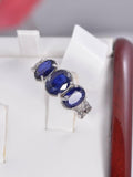 Natural Blue Sapphire Ring Real 925 Sterling Silver sz 7