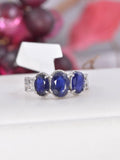 Natural Blue Sapphire Ring Real 925 Sterling Silver sz 7