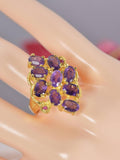 Natural Amethyst w/ Natural Ruby Ring Real 925 Sterling Silver sz 8