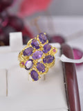 Natural Amethyst w/ Natural Ruby Ring Real 925 Sterling Silver sz 8
