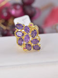 Natural Amethyst w/ Natural Ruby Ring Real 925 Sterling Silver sz 8
