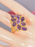 Natural Amethyst w/ Natural Ruby Ring Real 925 Sterling Silver sz 8