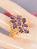 Natural Amethyst w/ Natural Ruby Ring Real 925 Sterling Silver sz 8