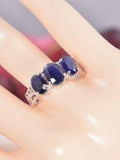 Natural Blue Sapphire Ring Real 925 Sterling Silver sz 7