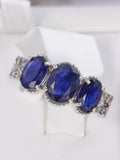Natural Blue Sapphire Ring Real 925 Sterling Silver sz 7