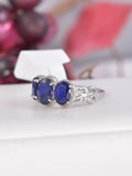 Natural Blue Sapphire Ring Real 925 Sterling Silver sz 7