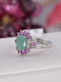 Natural Emerald, Ruby Sterling Silver Ring (Size 8)