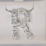 Real Moissanite "R" Diamond all Moissanite Initial Pendant 925 Sterling Silver
