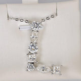 Real Moissanite "L" Diamond all Moissanite Initial Pendant 925 Sterling Silver