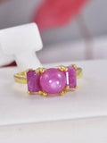 Genuine Natural Ruby Past Preset Future Ring 925 Sterling Silver, sz 7