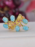 Natural Ethopian Opal with Natural Ruby 925 Sterling Silver, sz 6 3/4