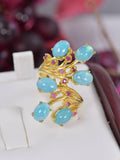 Natural Ethopian Opal with Natural Ruby 925 Sterling Silver, sz 6 3/4
