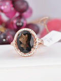 Natural Smokey Quartz Ring Real 925 Sterling Silver sz 7