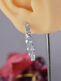Natural Genuine Aquamarine Inside Out Hoop Earrings 925 Sterling Silver