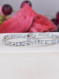 Natural Genuine Aquamarine Inside Out Hoop Earrings 925 Sterling Silver