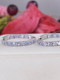 Natural Genuine Tanzanite Inside Out Hoop Earrings 925 Sterling Silver